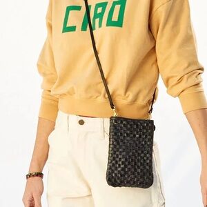 Clare V Poche Black Woven Checker Bag, Brand New w/ Tags